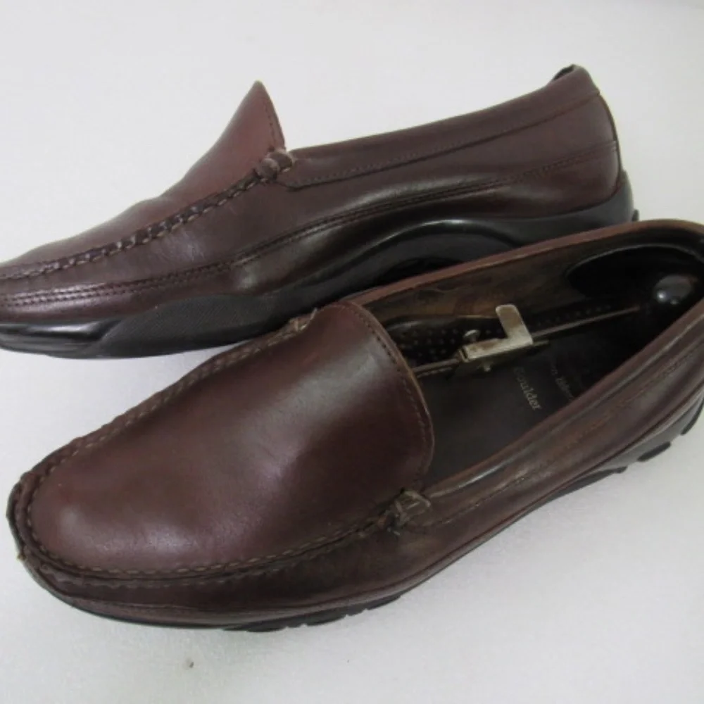 Allen‎ Edmonds Boulder Men 10D Brown Leather Casual Slip on Moccasins Shoes